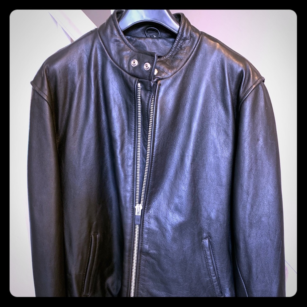Genuine leather riding jacket